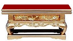 仏具 木製 純金箔 取り次ぎ 華鋲卓 花鋲卓 ４．０寸 朱塗 【浄土真宗本願寺派 （西） 仏具 卓】