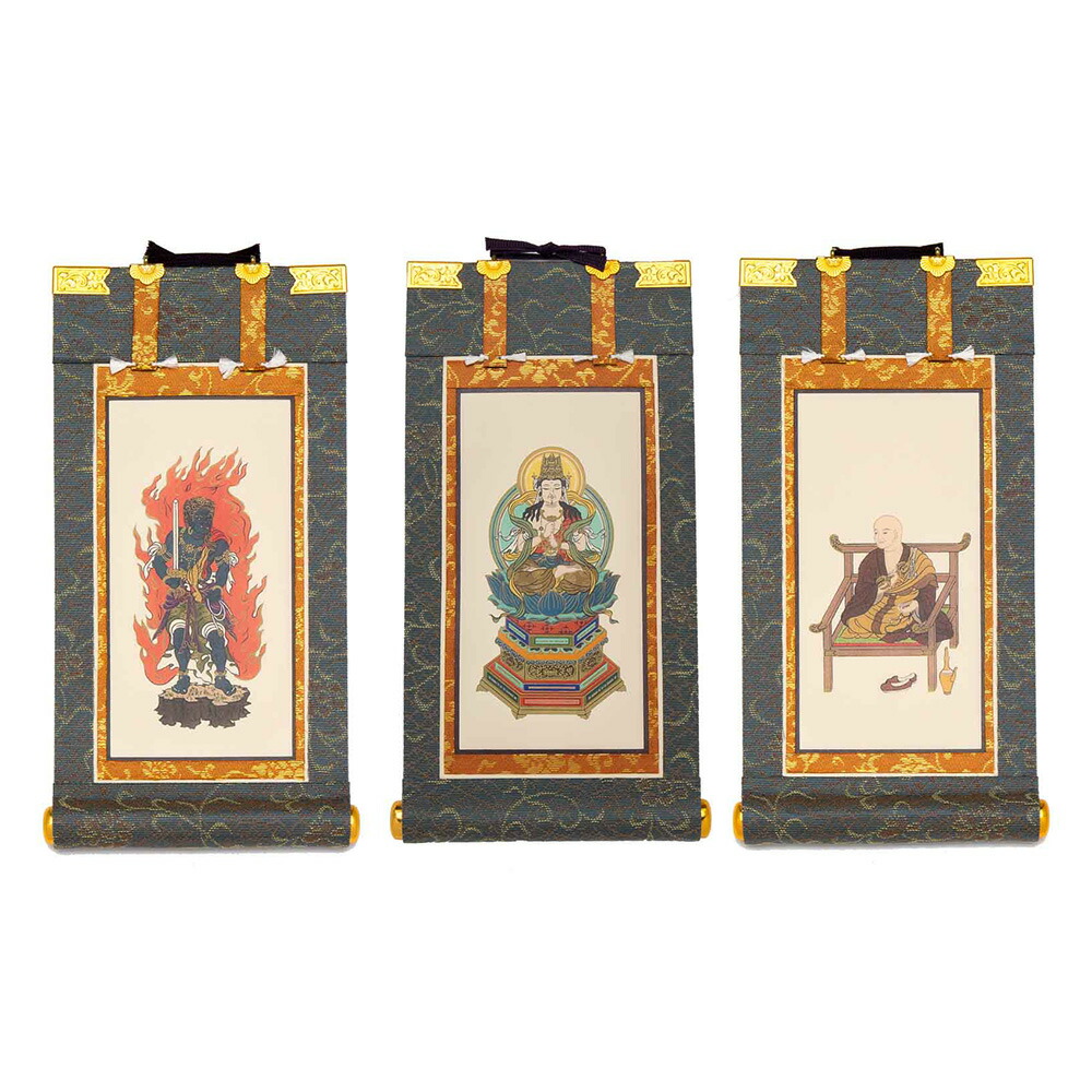 限定値下　収集品掛軸　高田派　120代　専修寺　三枚セット　1709 限定値下 収集品掛軸 高田派 120代 専修寺 三枚セット 1709