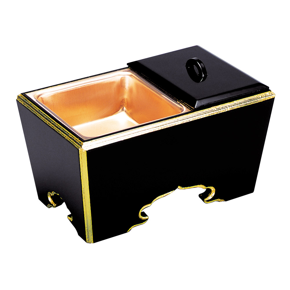 仏具 フタ付角香炉（黒/9.0寸）