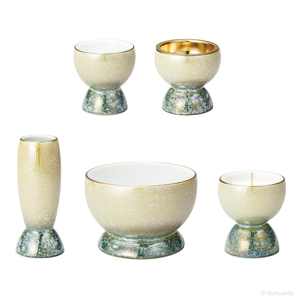 仏具 光綺 五具足 有田焼 イエロー/グリーン 16,324円