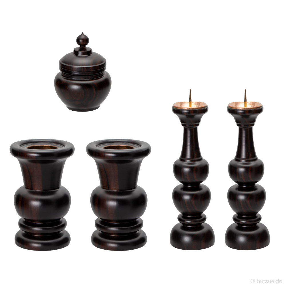 仏具 【ワケあり】森玄 五具足（黒檀）【現品限り 返品不可】