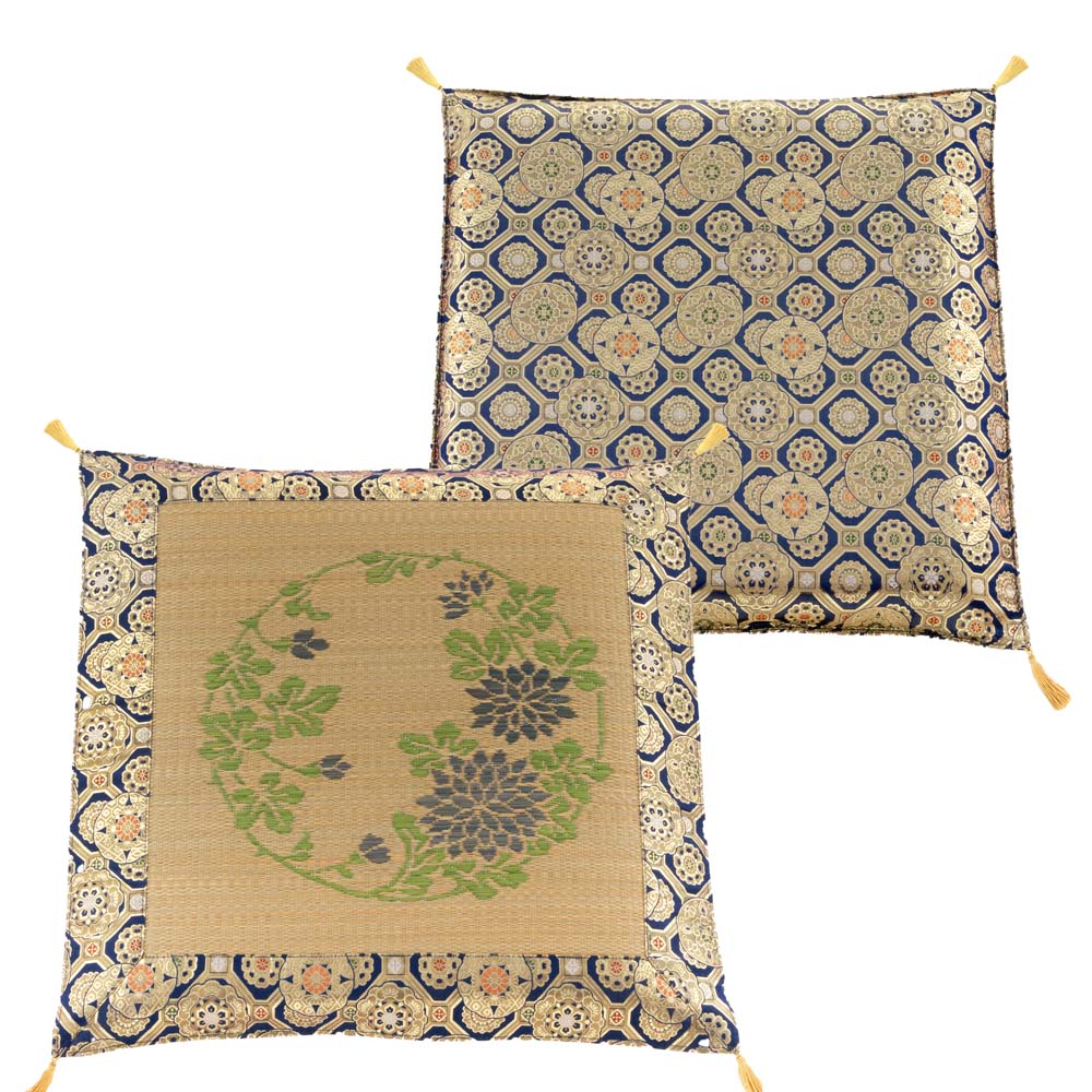 楽天市場】導師座布団 い草座布団 夏冬兼用 70cm さざなみ 紺