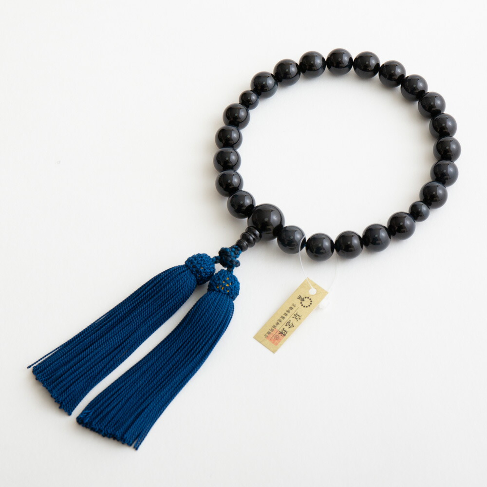 楽天市場】数珠 京念珠 男性用 素挽縞黒檀 22玉 ニ天青虎眼石 鉄紺房