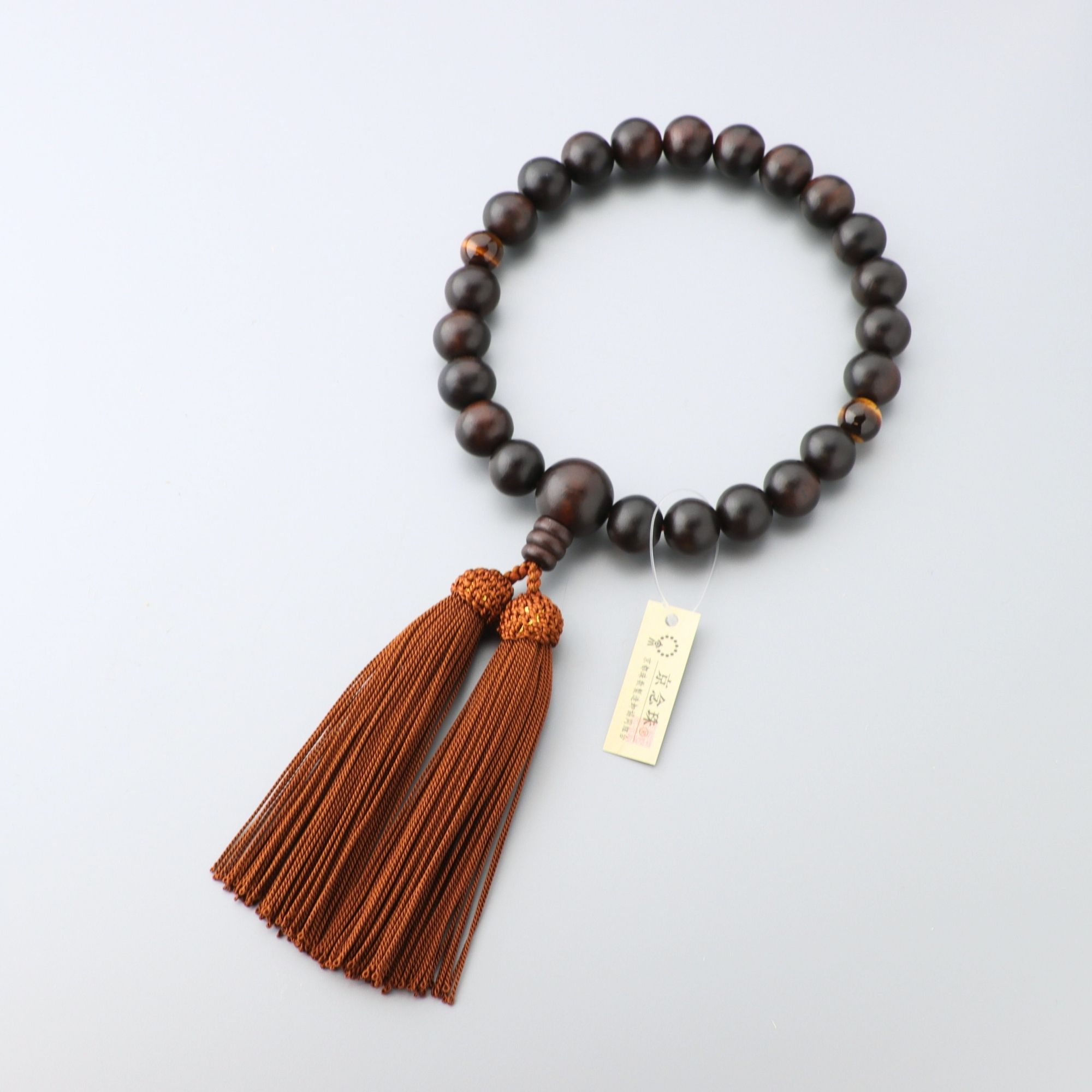 林九郎 作　陰陽金気撥財天然大宝珠 真言宗用本式数珠【男性用】 天竺菩提樹 みかん玉 ビルマ翡翠仕立 尺2