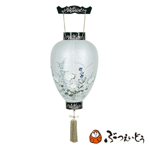 お盆用品 御所提灯 特上別撰蒔絵（絹/菊に桔梗/新型LED電池灯付き）戒名 俗名