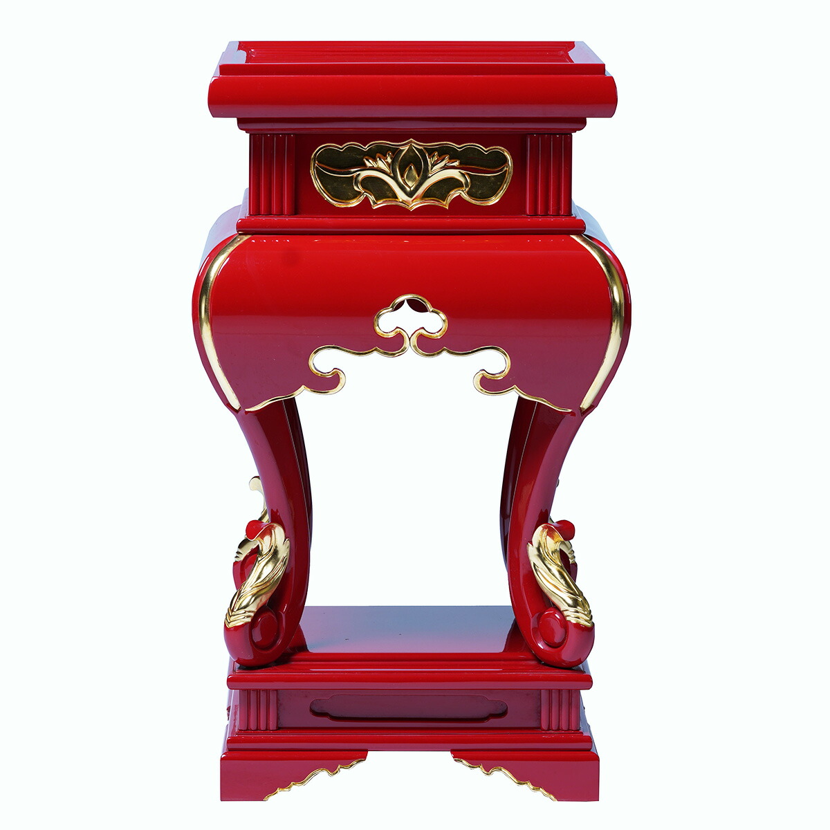 彫入香台　2尺5寸　朱塗り　金箔　寺院用仏具　焼香
