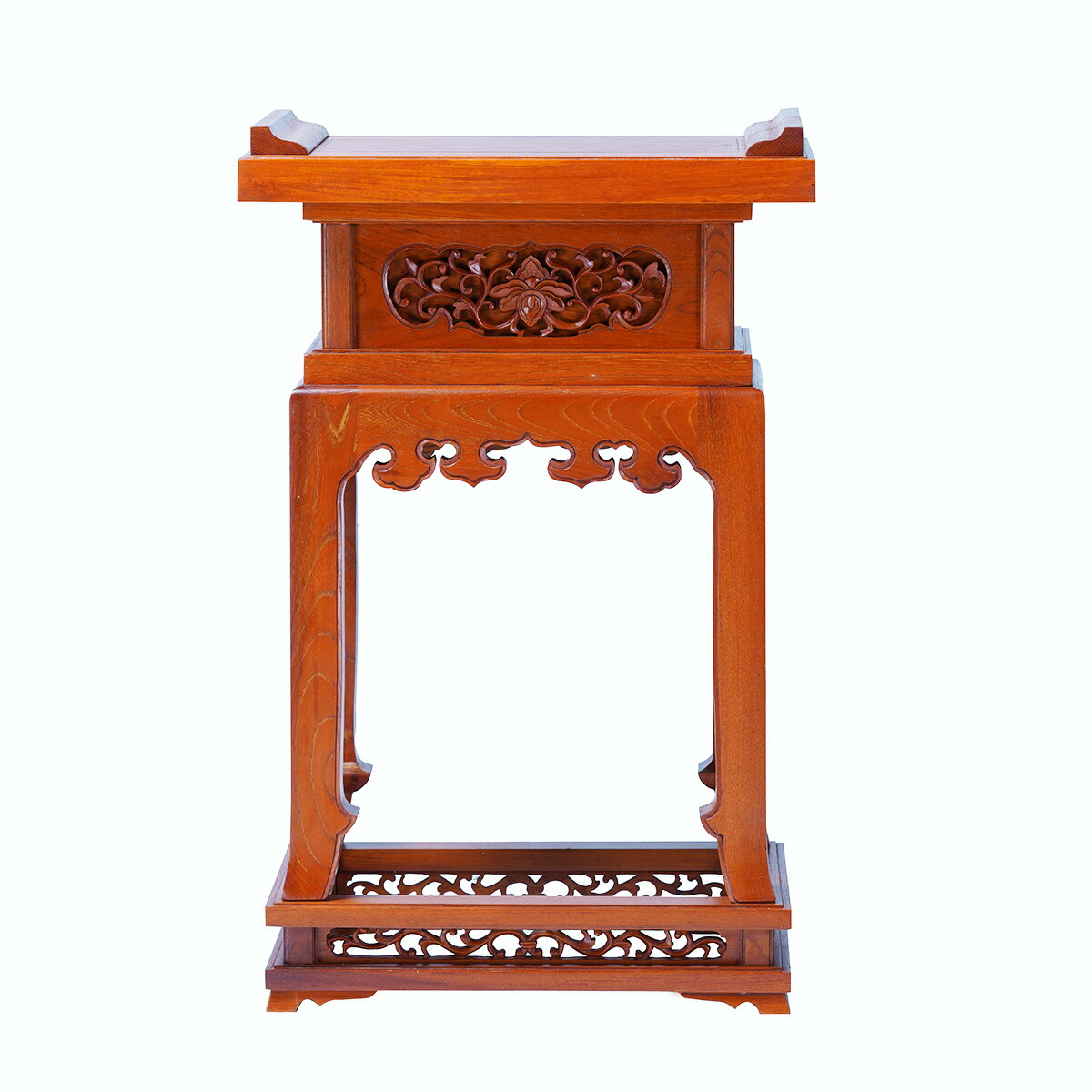 本山型彫入香台 2尺2寸 欅(けやき) 摺り漆 お寺さま用仏具 焼香