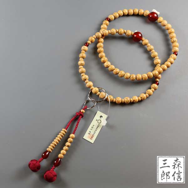 【全品ポイント５倍】数珠 女性用 浄土宗専用 京念珠 星月菩提樹 赤メノウ 瑪瑙 六万浄土 (房色・赤 小田巻) (京念珠正規品保証 木製 本式 正式 数珠 念誦 葬式 法要 京都 紳士服 レディース 婦人用 綺麗 かわいい きれい 高級 知恩院) 盆提灯｜京念珠 仏具 京都・森信三郎商舗