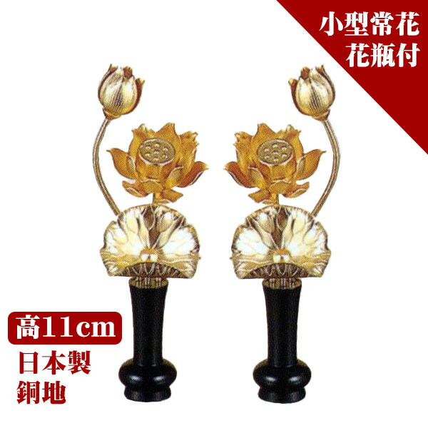 【1位】 常花 モダン仏具 小常花 優美 消し金メッキ 花瓶付 1対入 銅地常花 2寸 花立付 送料無料 金色 蓮の花 / ミニ仏壇 モダン仏壇 におすすめ 小 常花 御本尊 の前を華やかに彩る モダン 仏具 生花の少ない時期に仏様を華やかに/台_棚_花立_お供え_仏花_常花|仏壇 仏具 神棚のハセガワ仏壇