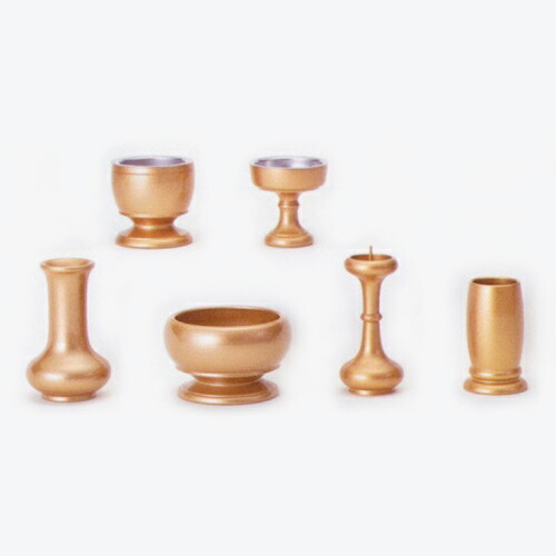 モダン仏具 販売　　寛通型　6点セット　花立3.0　高90&times;径52mm　茶湯器3.0　高48&times;径47mm　香炉3.0　高45&times;径75mm　仏器3.0　高47&times;径45mm　火立3.0　高95&times;径40mm　線香差3.0　高60&times;径35mm｜仏壇 仏具 神棚のハセガワ仏壇 29,029円
