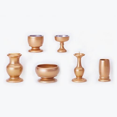 モダン仏具 販売 秀明型 6点セット 花立2.5 高76×径49mm 茶湯器2.5 高48×径47mm 香炉2.5 高43×径70mm 仏器2.5 高47×径45mm 火立2.5 高86×径43mm 線香差2.5 高60×径35mm
