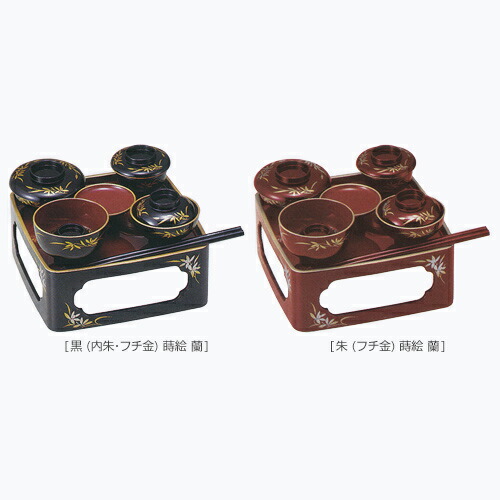 楽天市場】霊供膳 仏器膳 仏膳 黒内朱色 フチ金 蒔絵蘭 ／総朱フチ金