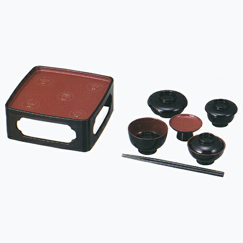 【寺院仏具】掛盤膳 国産仏具【山中塗り漆器・トレー付略式仏膳セット：一葉（いち