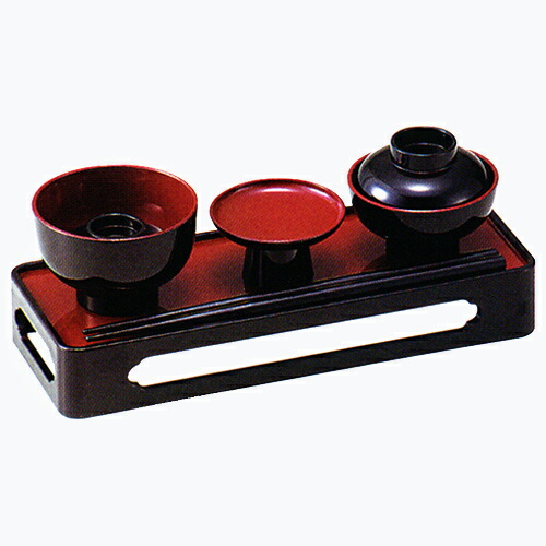 【寺院仏具】掛盤膳 国産仏具【山中塗り漆器・トレー付略式仏膳セット：一葉（いち