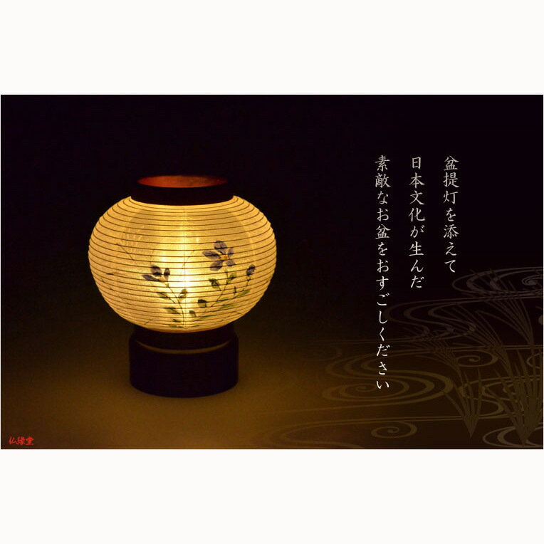 お盆提灯 仏縁僧堂択む 国産八女提灯 卓上ミニ提灯 小夏 こなつ 絹張り 墨痕イラスト 桔梗 貨物輸送無料 盆ちょうちん 行灯 Smtb Td Rcp Hqb Be