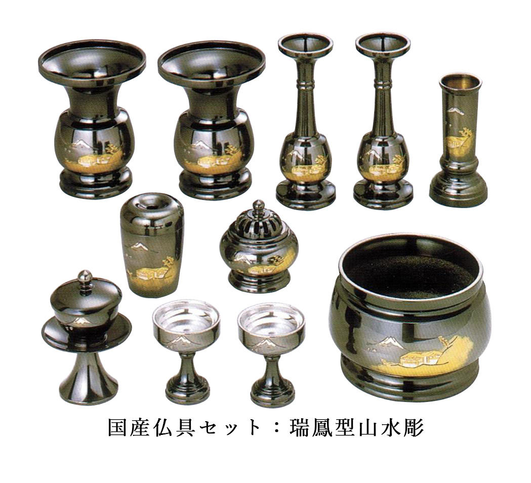 国産仏具書き割り：瑞鳳型景観彫4.5寸【smtb-td】【RCP】