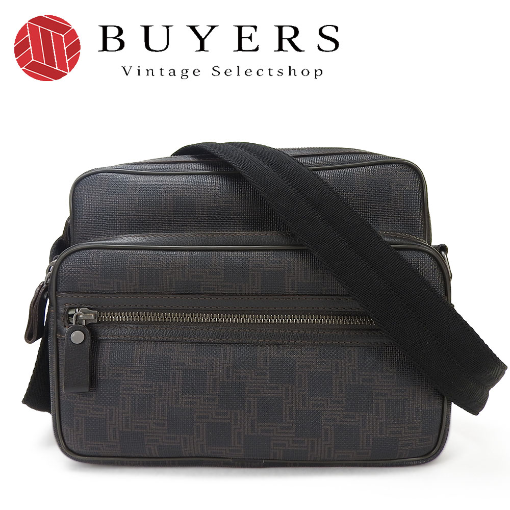■ ダンヒル ショルダーバッグ 肩掛け 斜め掛け 軽量 PVC レザー 革 ダークブラウン 茶 メンズ 男性 DUNHILL Shoulder Bag dark brown Mens