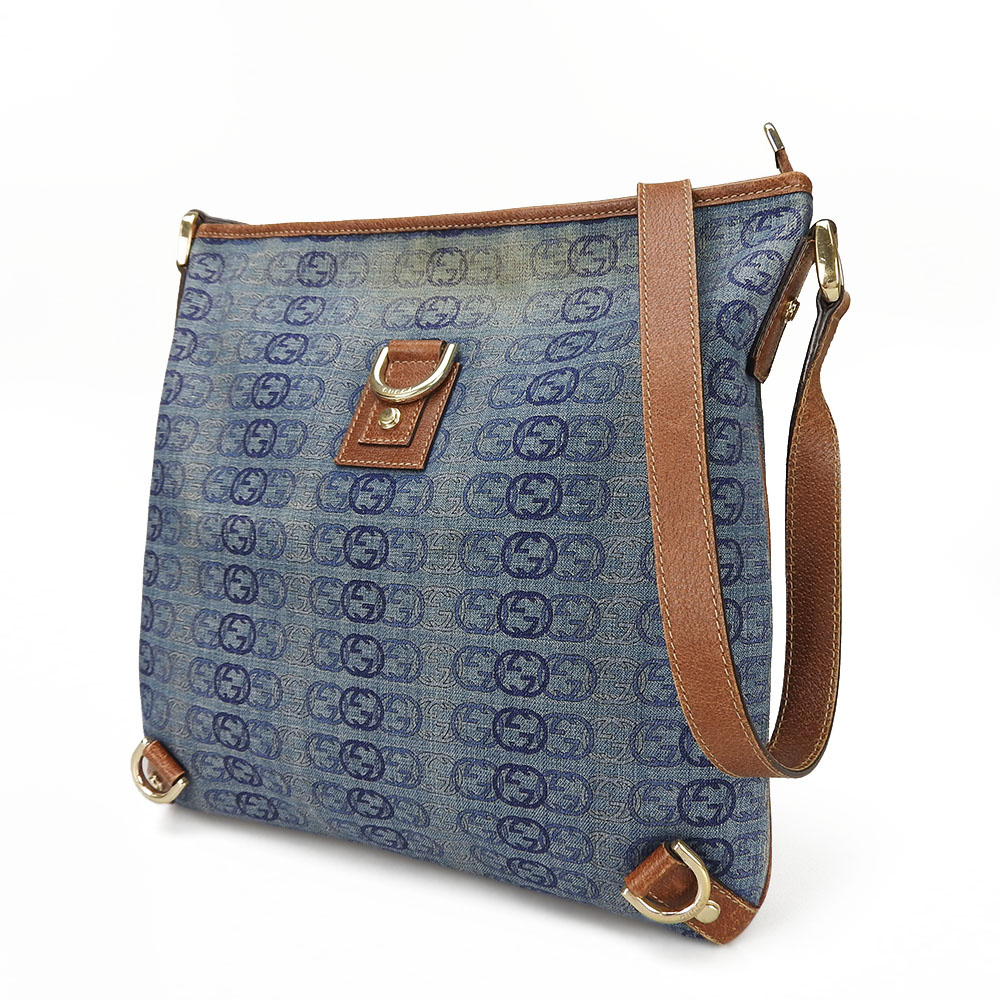 Gucci グッチ 131326 Ggデニム ショルダーバッグ 皮革 ゴールド金具 斜めがけ 肩先がけ メンズ 男の人 ユニ情交 レディース 令夫人 Gg Denim Shoulder Bag Blue Leather 中古 Bairien Yamagata Jp