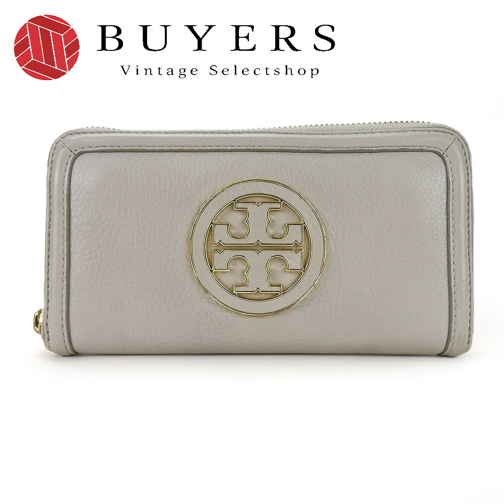 【中古】 トリーバーチ 長財布 レザー マーキュリーグレー ゴールド金具 ラウンドファスナー レディース 女性 Tory Burch|Vintage Selectshop BUYERS