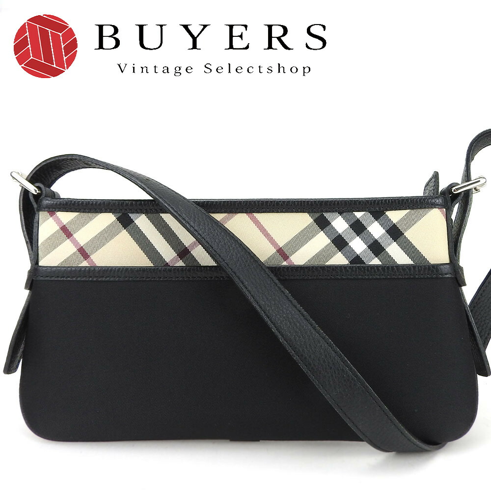 【中古】 バーバリー ショルダーバッグ キャンバス レザー ベージュ ブラック ノバチェック ワンショルダー レディース 女性 BURBERRY