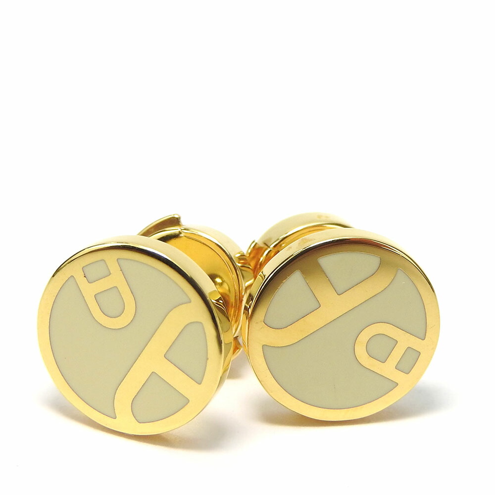 【中古】エルメス スタッドピアス シェーヌダンクル ホワイト ゴールド メッキ GP 約4.7g アクセサリー ジュエリー 小物 レディース 女性 HERMES pierced earrings accessory｜Vintage Selectshop BUYERS