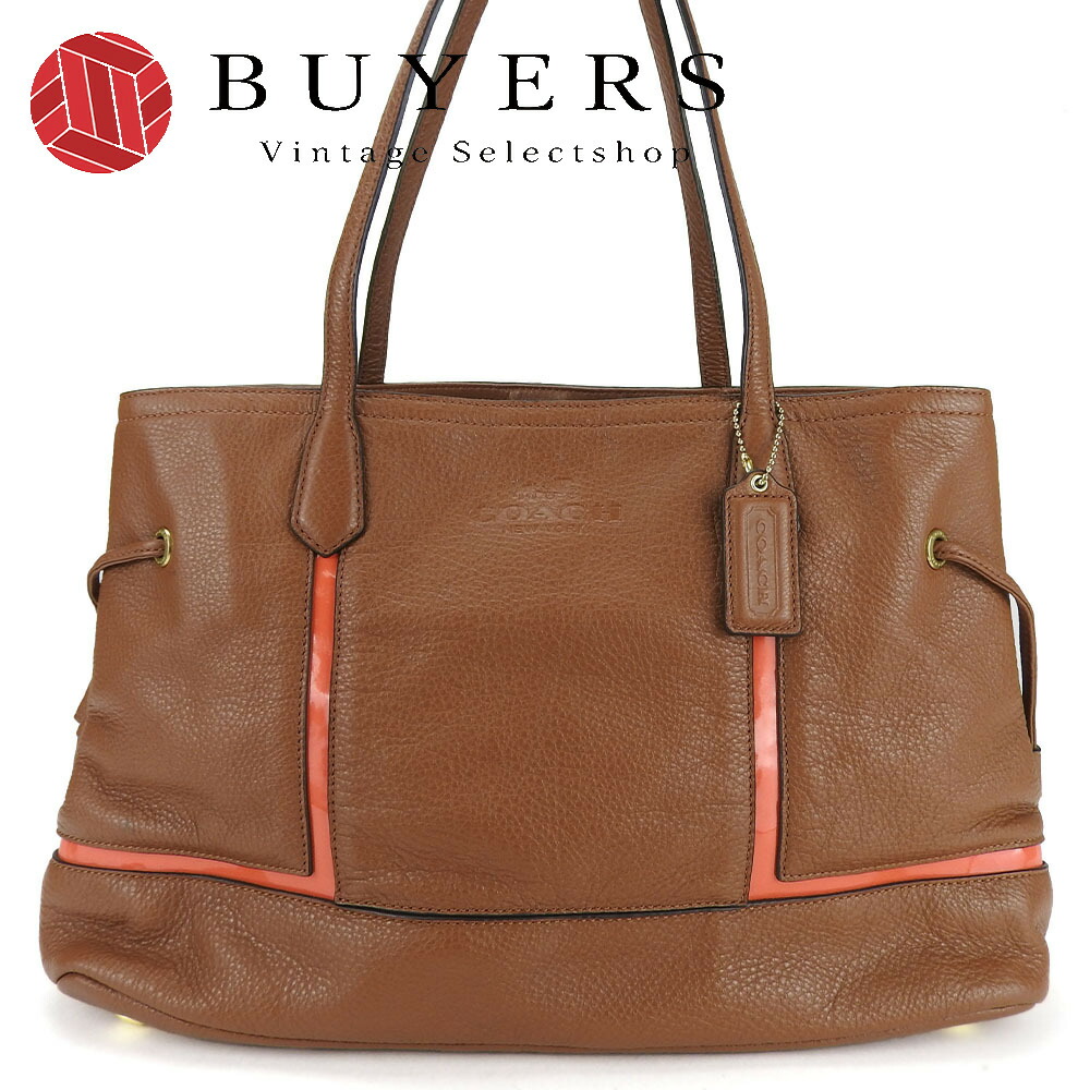 COACH トート バッグ2WAYペブル レザー スエード 赤本革美品