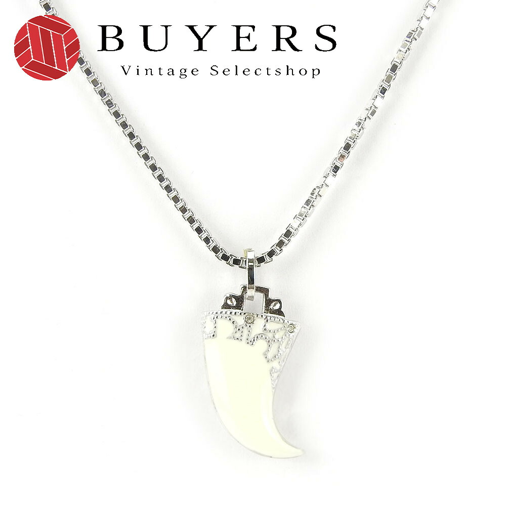 【中古】 クリスチャンディオール ネックレス メタル シルバー ホワイト シルバー金具 牙モチーフ メッキ アクセサリー レディース 女性 Christian Dior