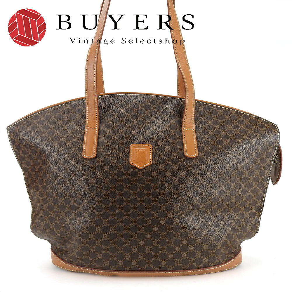 【中古】 セリーヌ トートバッグ マカダム レザー PVC ブラウン ゴールド金具 肩掛け レディース 女性 CELINE｜Vintage Selectshop BUYERS