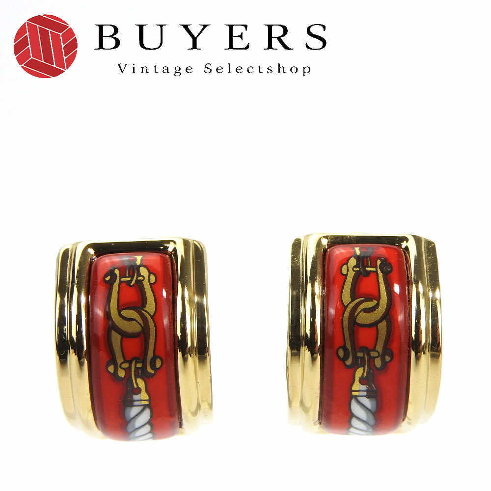 【中古】 エルメス イヤリング エマイユ エナメル メタル レッド レッド GP アクセサリー レディース 女性 HERMES