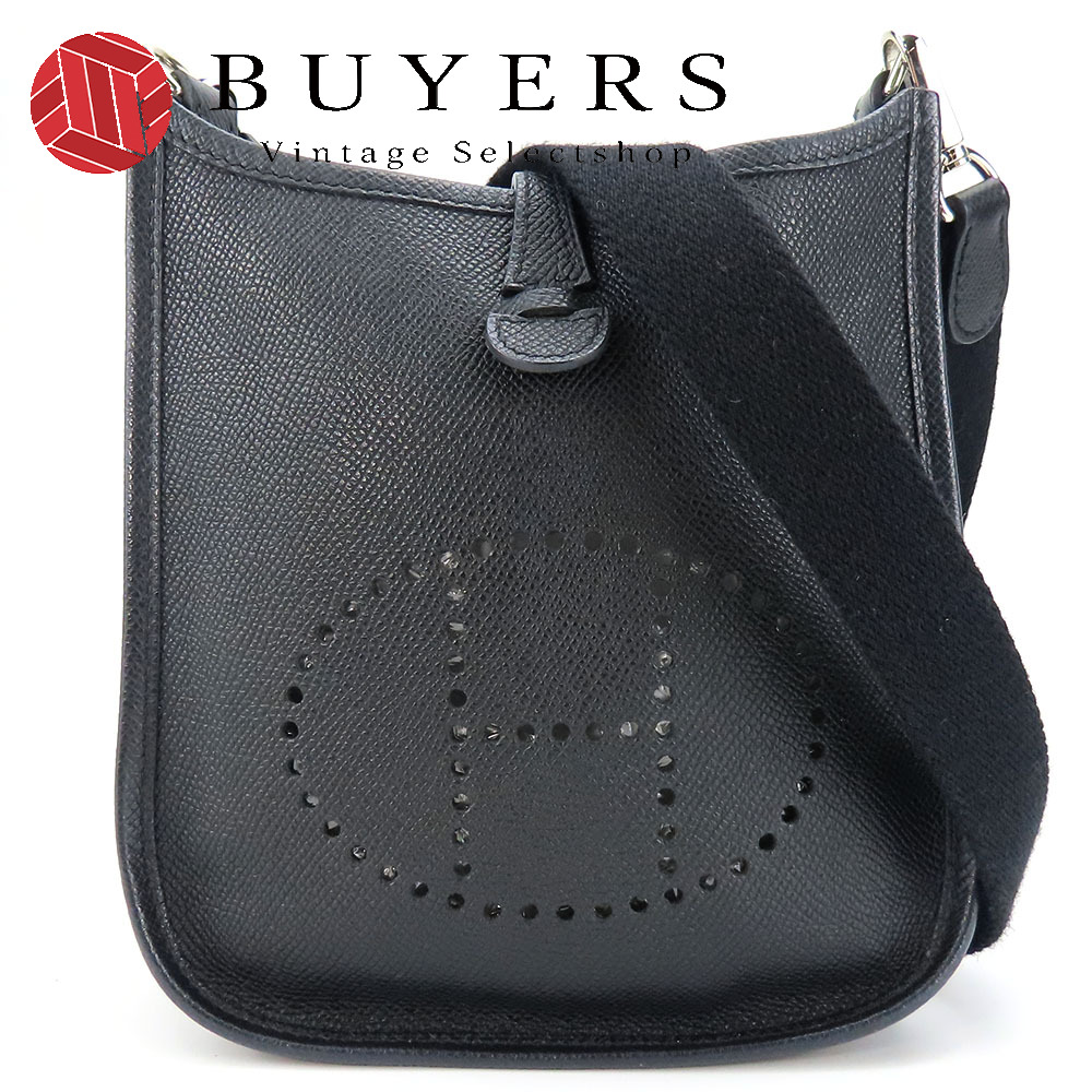 【中古】 エルメス ショルダーバッグ エヴリンTPM ヴォーエプソン 黒いこと しろがね色金具 16 X目じるし 曲がった掛け ポシェット レディース 亭主もち HERMES ショルダーバッグ・メッセンジャーバッグ-バッグ・小物・ブランド雑貨
