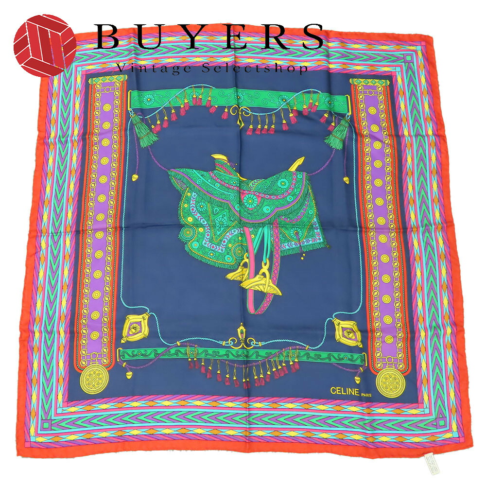 楽天市場】【美品】CELINE セリーヌ シルクスカーフ ロープ＆ロゼット