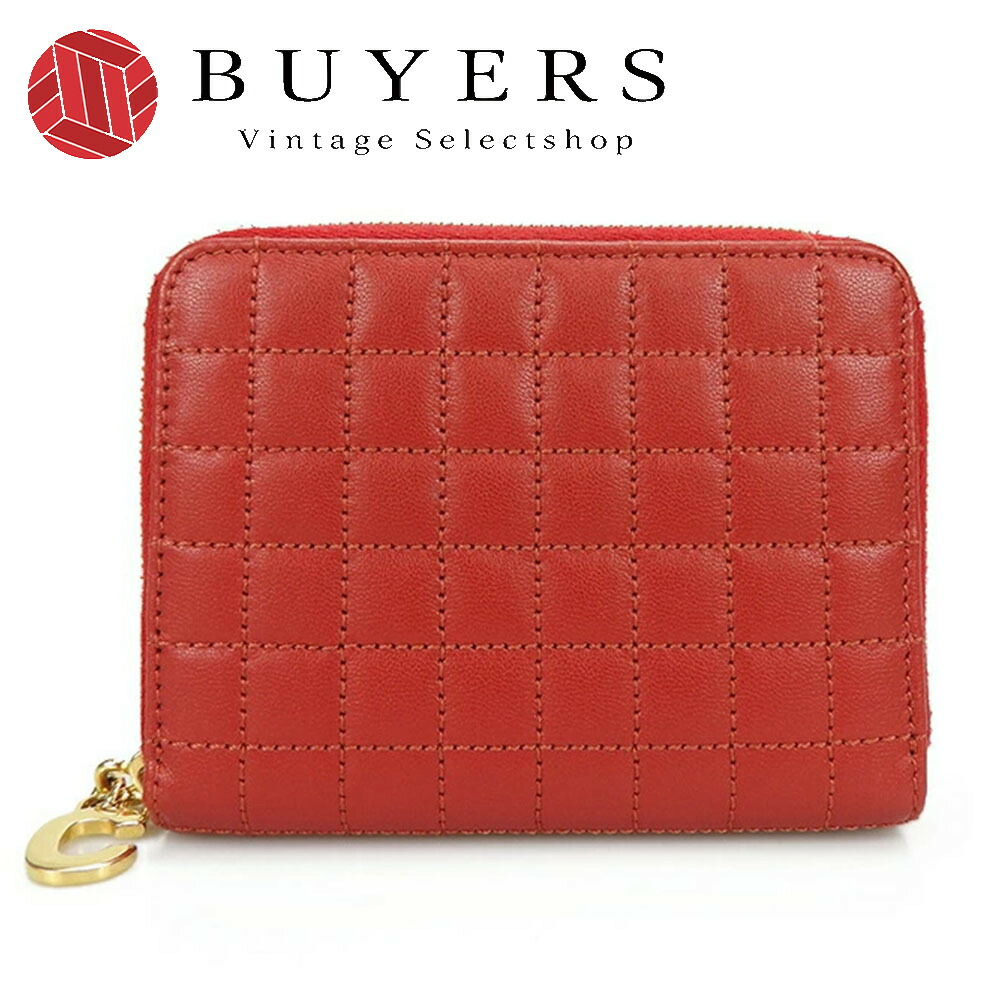 【中古】セリーヌ コンパクトジップウォレット CELINE 10B663BFL.27ED Cチャーム カーフスキン レッド 赤 G金具 小物 compacr zipped wallet|Vintage Selectshop BUYERS
