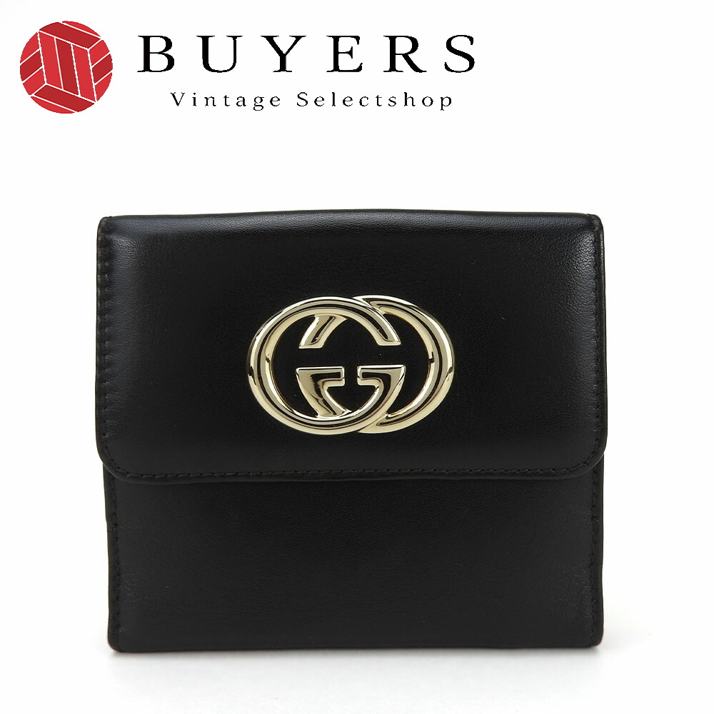 【人気アイテム!!】GUCCI グッチ☆折り財布 ブラック カラー レザー 本革 グッチ GUCCI Wホック 三つ折り 財布 GG マーモント ロゴ 474746