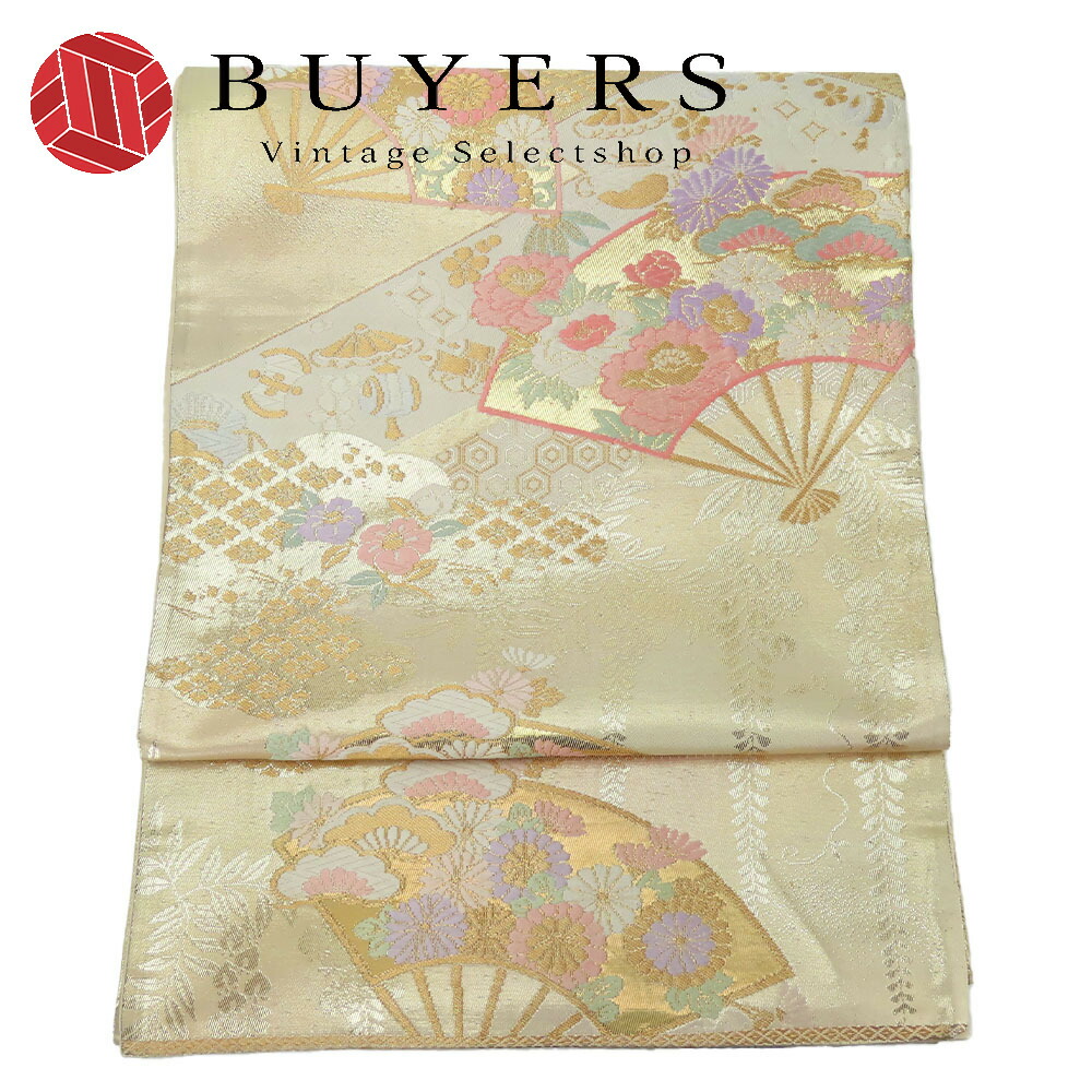 【中古】 袋帯 正絹(金銀糸除く) ゴールド 訪問着 留袖 礼装 和装 呉服 和服 きもの レディース 女性