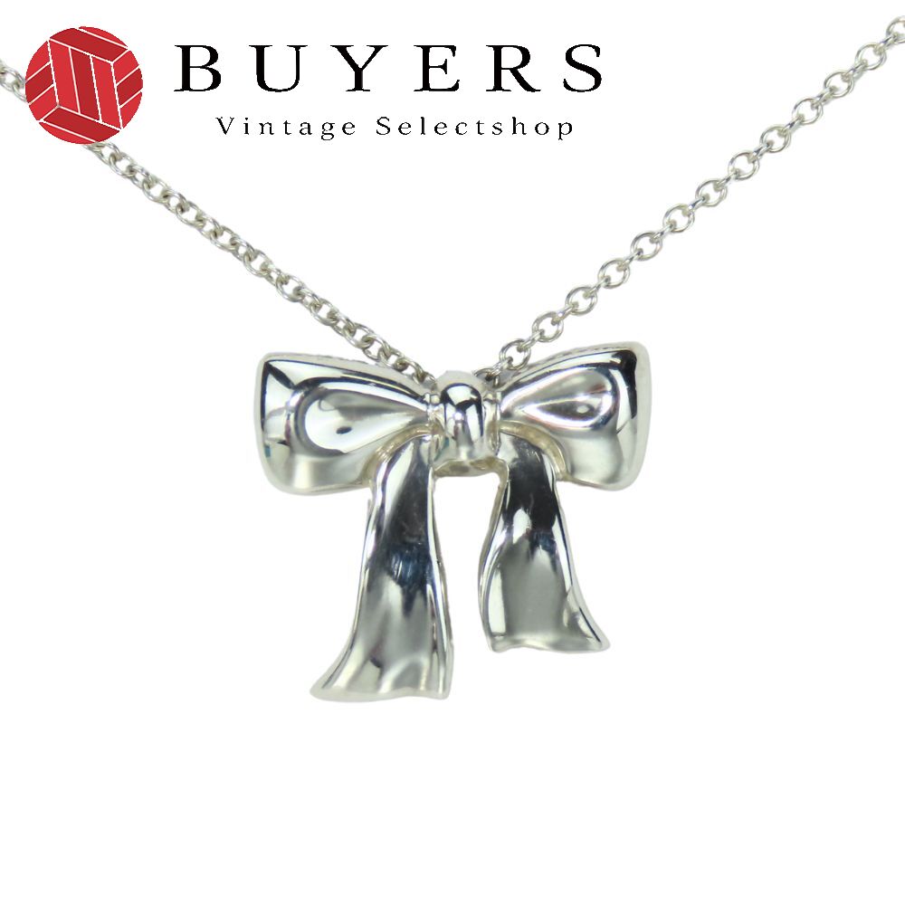 【中古】 ティファニー ネックレス シルバー925 約2.4g シルバー リボン かわいい アクセサリー レディース 女性 TIFFANY&Co.
