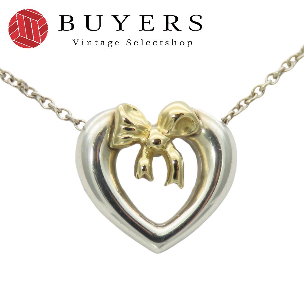 ティファニー リボン ハート ネックレス ペンダント K18/SV925 楽天市場】ティファニー ハートリボン ペンダントネックレス