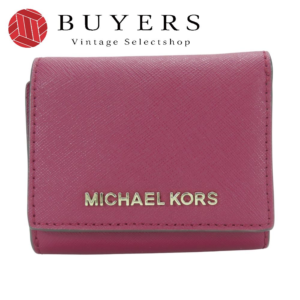 【中古】 マイケルコース 三つ折り財布 レザー マゼンタ ゴールド金具 コンパクトウォレット レディース 女性 Michael Kors｜Vintage Selectshop BUYERS