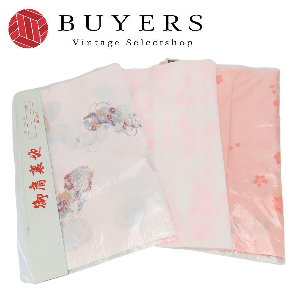 【中古】未使用展示品 反物 羽織裏 肩裏地まとめ 正絹 キュプラ 桃色 和装裏地 3枚セット 和装 呉服 和服 きもの レディース 女性