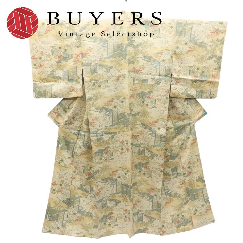 楽天市場】【中古】 小紋 正絹 グレー系 ベージュ レッド 和装 呉服