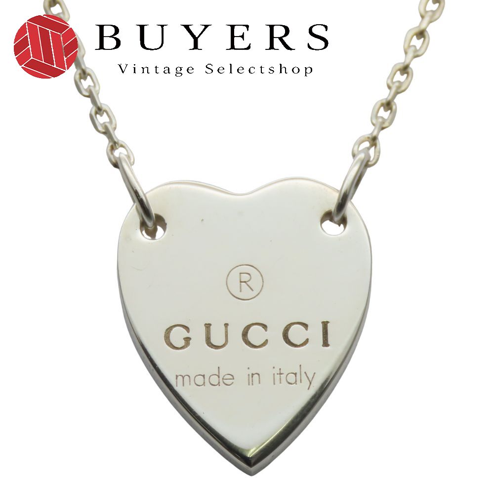 【中古】 グッチ ネックレス トレード プレート シルバー925 約7.9g シルバー ハート アクセサリー ペンダント レディース 女性 GUCCI