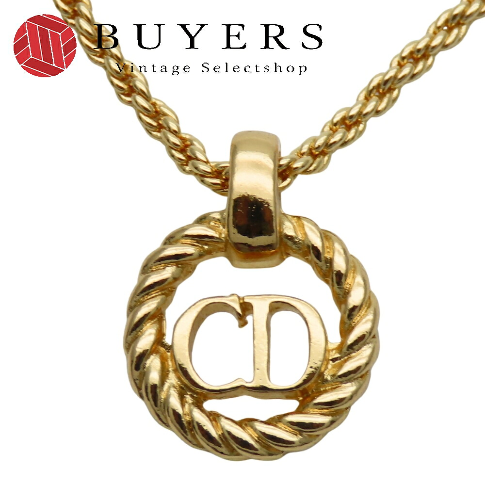 【中古】 クリスチャンディオール ネックレス CDロゴ ツイスト メタル ゴールド メッキ GP アクセサリー レディース 女性 Christian Dior