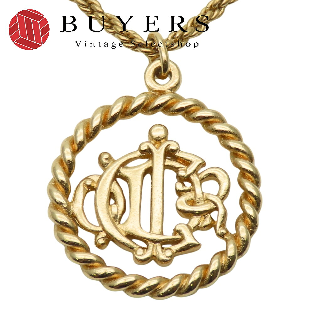 【中古】 クリスチャンディオール ネックレス エンブレム ロゴ メタル ゴールド GP メッキ アクセサリー レディース 女性 Christian Dior