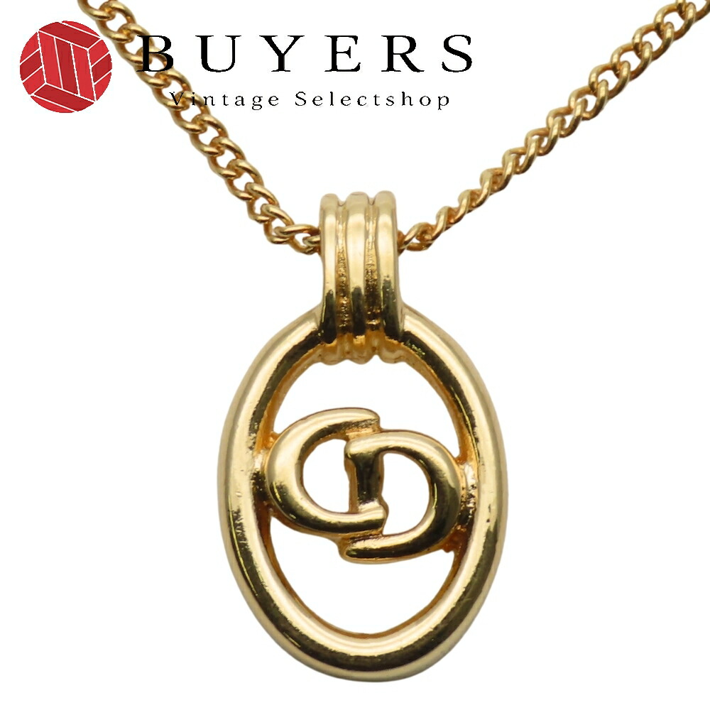 【中古】 クリスチャンディオール ネックレス CDロゴ メタル ゴールド メッキ GP アクセサリー レディース 女性 Christian Dior