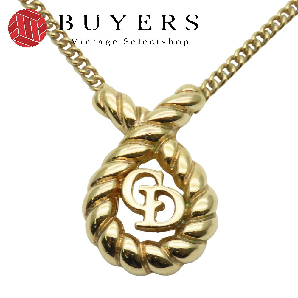 【中古】 クリスチャンディオール ネックレス CDロゴ メタル ゴールド GP メッキ アクセサリー レディース 女性 Christian Dior｜Vintage Selectshop BUYERS