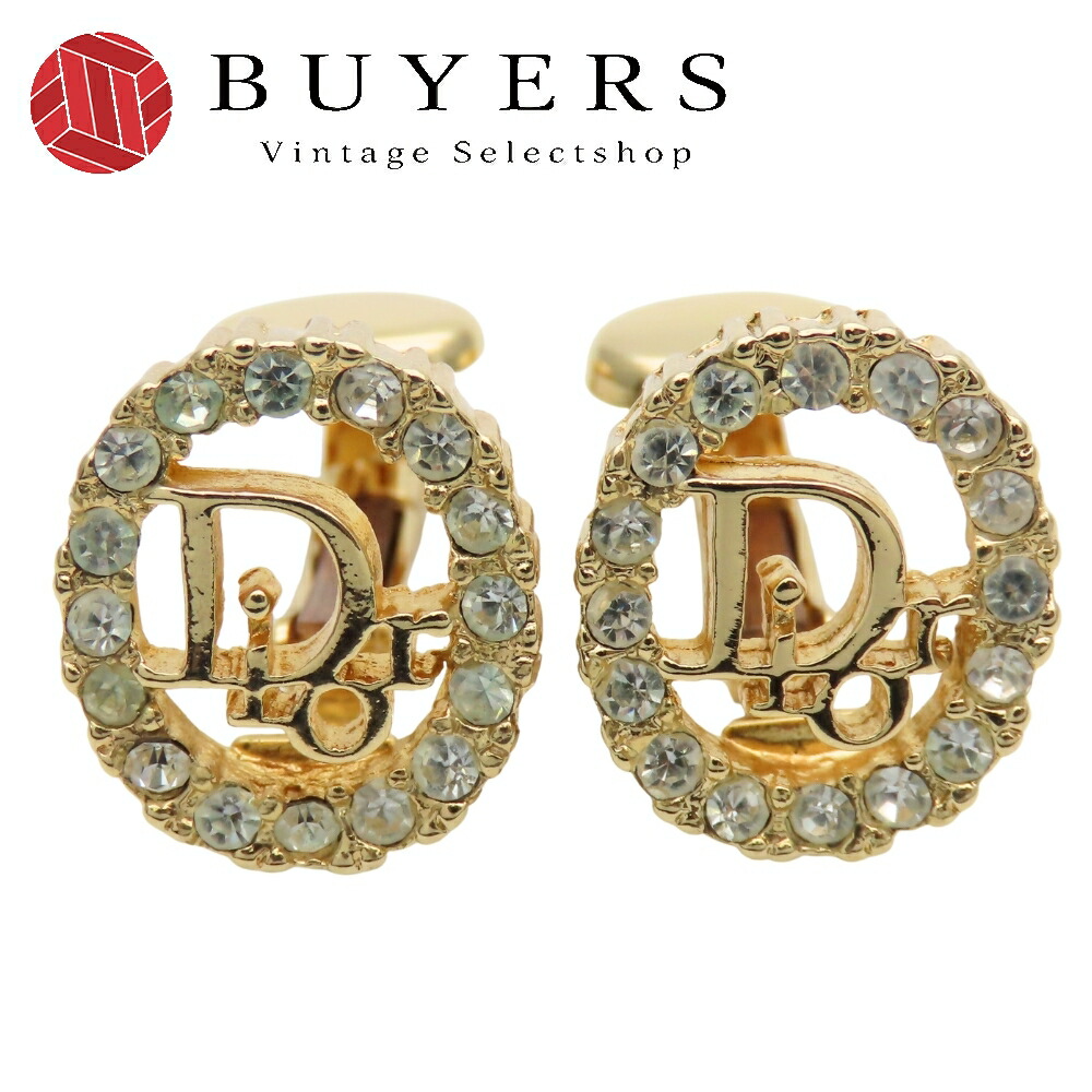 【中古】 クリスチャンディオール イヤリング CDロゴ メタル ラインストーン ゴールド GP メッキ アクセサリー レディース 女性 Christian Dior|Vintage Selectshop BUYERS