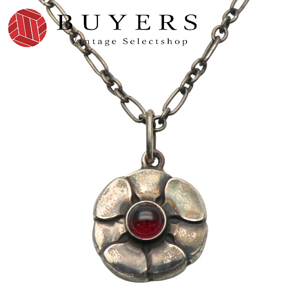 【中古】 ジョージジェンセン ネックレス フラワーモチーフ 36 シルバー925 ガーネット 約10.1g シルバー レッド アクセサリー ペンダント お洒落 レディース 女性 Georg Jensen