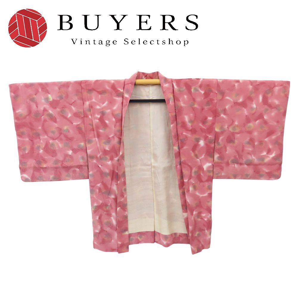 【中古】 羽織 正絹 くすみピンク系 マルチカラー しつけ糸あり 薔薇 お洒落 和装 呉服 和服 きもの レディース 女性