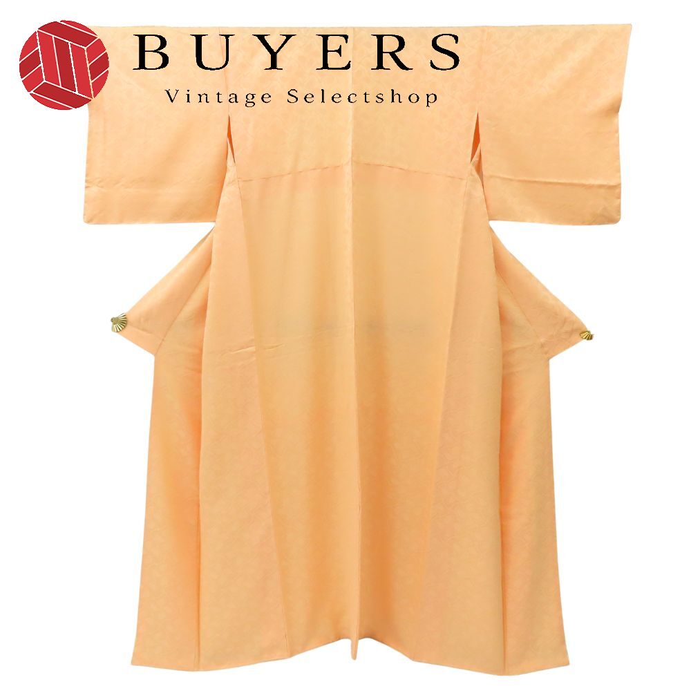 【中古】 色無地 正絹 ライトオレンジ しつけ糸あり パステルカラー 和装 呉服 和服 きもの レディース 女性