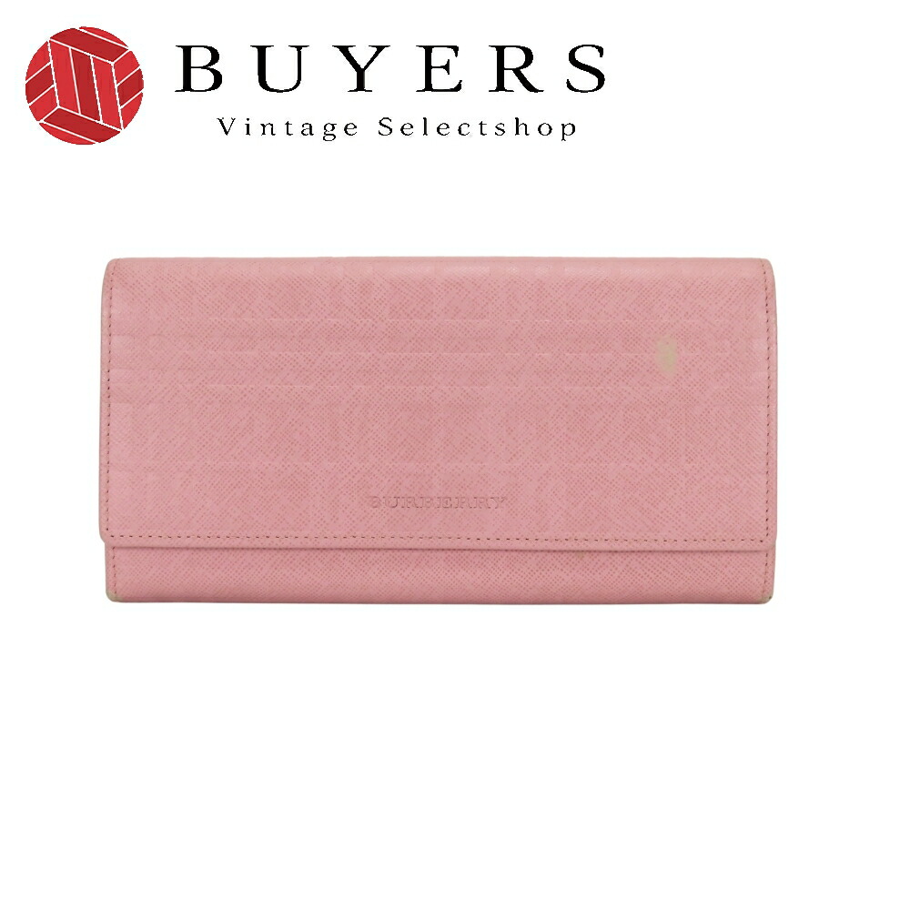 【中古】 バーバリー 長財布 レザー ピンク がま口 チェック柄 レディース 女性 BURBERRY｜Vintage Selectshop BUYERS