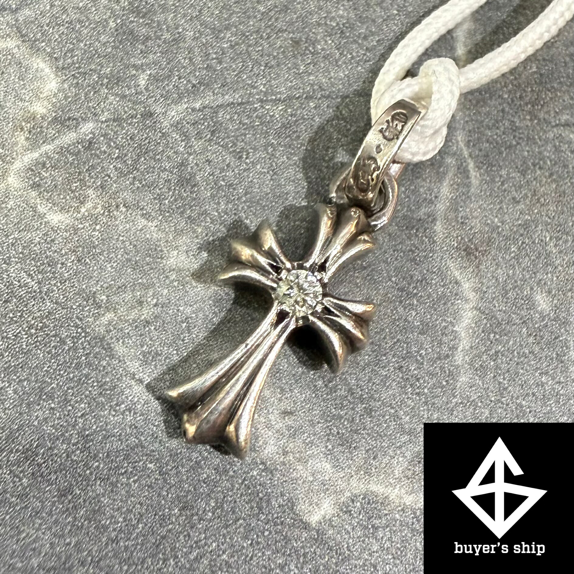 【中古】クロムハーツ ベイビーファットクロス 両面1金剛石 925 しろがね色 SEES